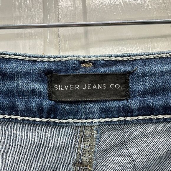 Silver suki thick stitch distressed denim jean shorts womens 18 x 5 - Picture 4 of 5